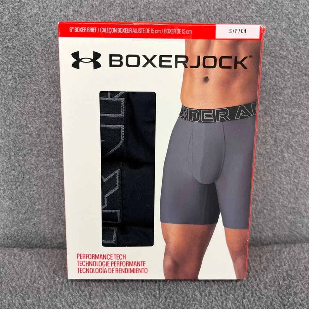 Under Armour Boxerjock Boxer Briefs Mens Small Black 6